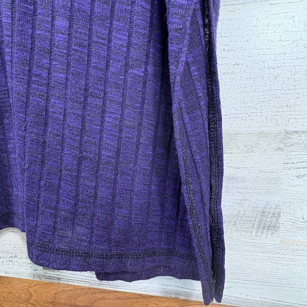 Zenergy Chicos Ribbed Knit Hooded Duster Cardigan Sweater Purple Size 2/US L - Picture 3 of 12